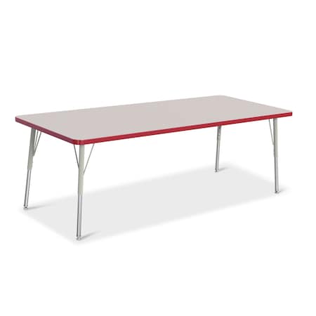 Jonti-Craft Berries Rectangle Activity Table, 30 in. x 72 in., A-height, Freckled Gray/Red/Gray 6413JCA008